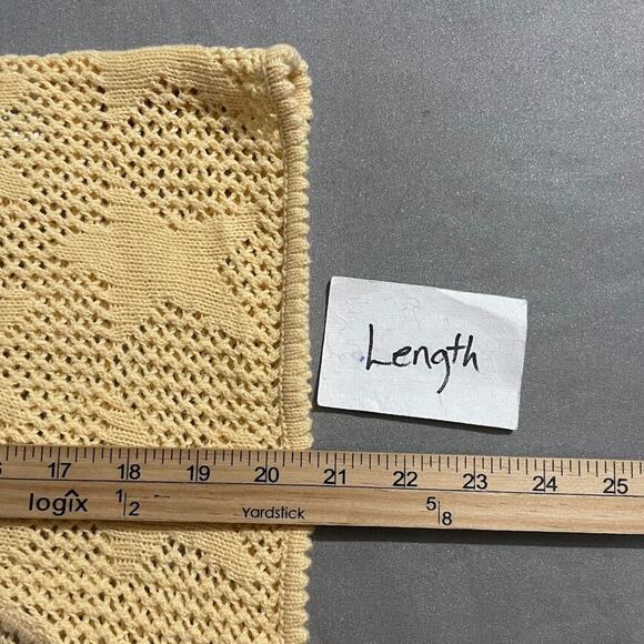 Christopher & Banks Size Large Butter Yellow Crochet Star Cardigan Preppy Shrug - Picture 9 of 9